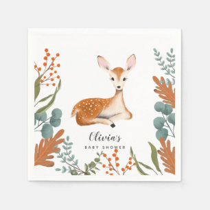 Rustic Deer Woodland Theme Fall Baby Shower  Napkin