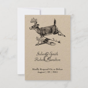 Rustic Deer Woodland Wedding RSVP Card