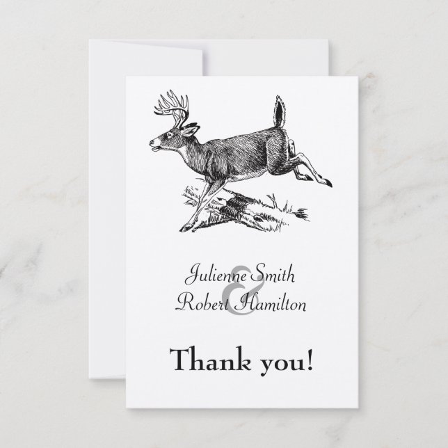 Rustic Deer Woodland Wedding Thank You Card (Front)