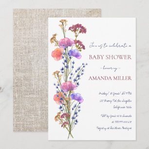 Rustic Delicate Acrylic Floral Bouquet Baby Shower Invitation
