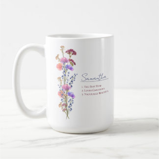 Rustic Delicate Acrylic Wildflower Personalised Coffee Mug