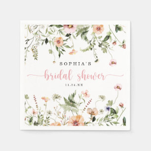 Rustic Delicate Pink Wildflower Bridal Shower Napkin