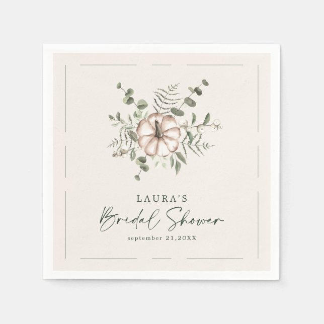 Rustic Delicate Pumpkin Fall Bridal Shower Napkin (Front)