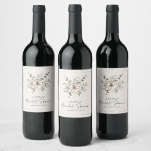 Rustic Delicate Pumpkin Fall Bridal Shower Wine Label