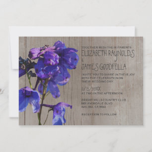 Rustic Delphinium Wedding Invitations