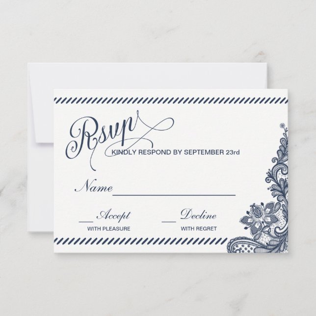 Rustic Denim and Lace RSVP Card (Front)