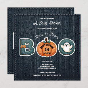 Rustic Denim Jean Pumpkin Ghost BOO Baby Shower  Menu