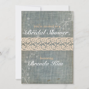 Rustic Denim Lace Bridal Shower Invitation