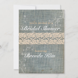 Rustic Denim Lace Bridal Shower Invitation