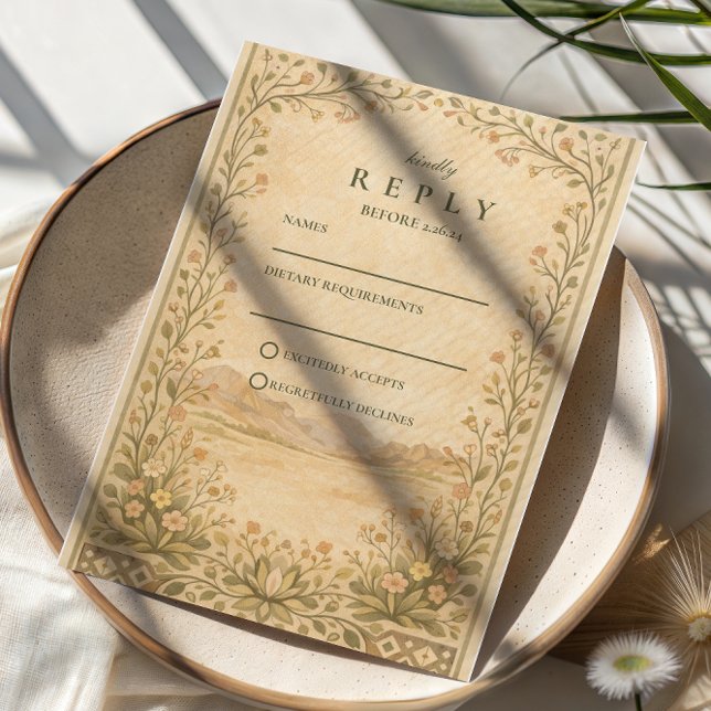 Rustic Desert Botanical Celebration RSVP Card (Creator Uploaded)