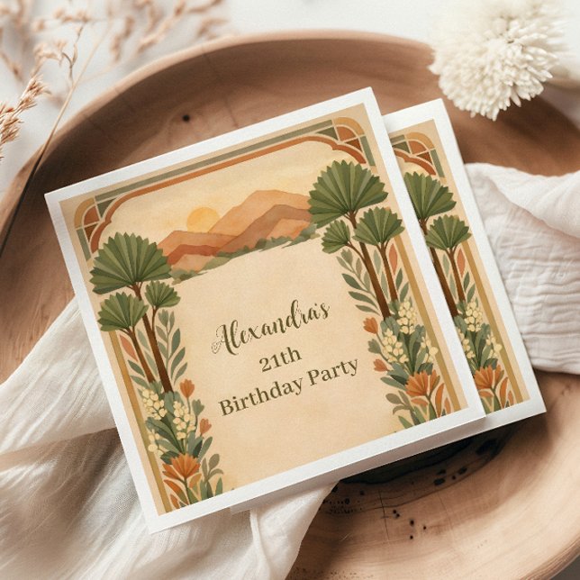 Rustic Desert Florals Birthday Napkin (Creator Uploaded)