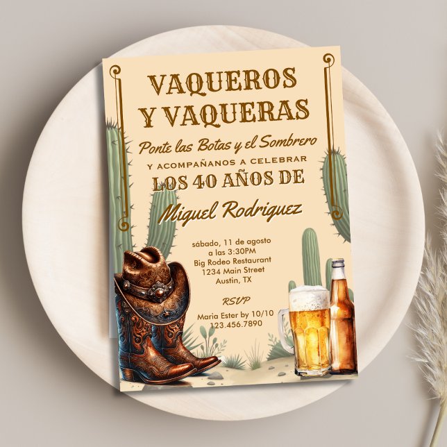 Rustic Desert Mexican Cowboy Spanish Birthday Invitation (Creator Uploaded)