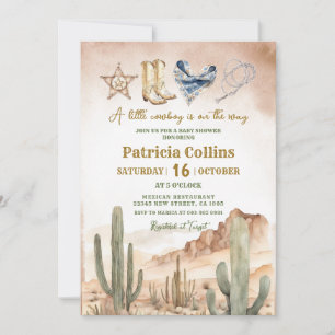 Rustic Desert Succulent Cactus Baby Shower Invitation
