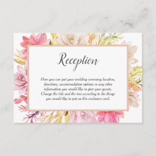 Rustic Desert Succulent Wedding Reception Info Enclosure Card