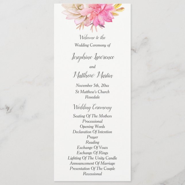 Rustic Desert Succulents Wedding Programs (Front)
