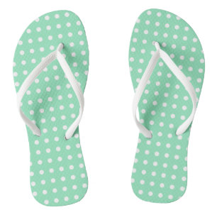 Rustic Design White Dots Mint Green Template Thongs