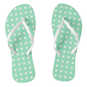 Rustic Design White Dotted Mint Green Template Thongs