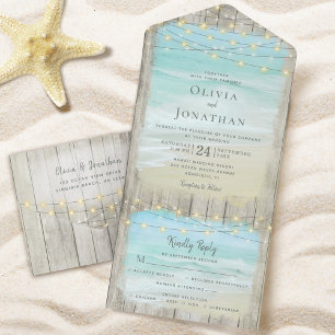Rustic Destination Beach Wedding All In One Invitation