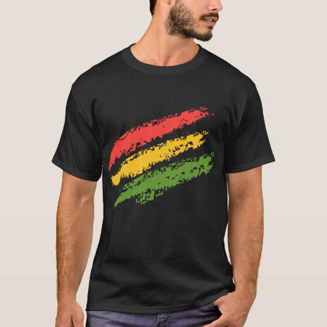 Rustic Diagonal Rasta Stripes T-Shirt (Front)
