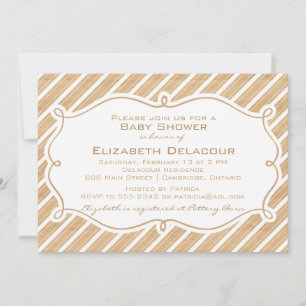 Rustic Diagonal Stripes Baby Shower Invitation