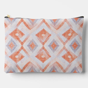 Rustic Diamond Geometric in Terracotta and Blue Accessory Pouch