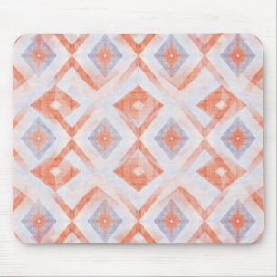 Rustic Diamond Geometric in Terracotta and Blue Mouse Pad