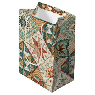 Rustic Diamond Patchwork Pattern - Geometric Medium Gift Bag