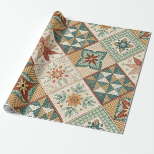 Rustic Diamond Patchwork Pattern - Geometric Wrapping Paper