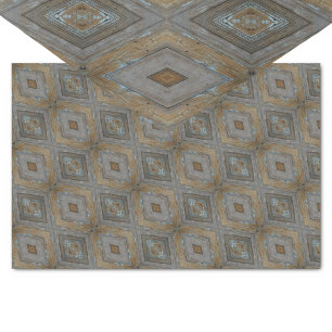 Rustic Diamond Pattern Weathered Woodgrain Tissue Paper