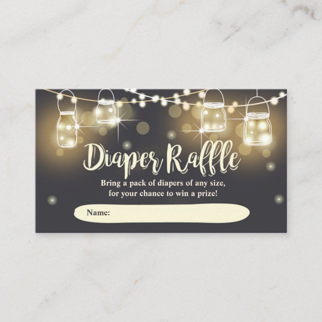 Rustic Diaper Raffle Card lights jars Elegant (Front)