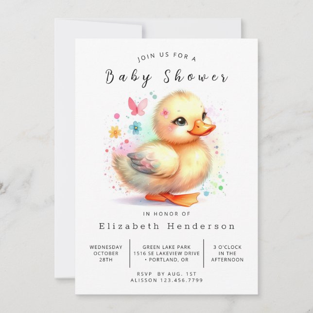 Rustic Digital Duck Baby Shower Invitation (Front)