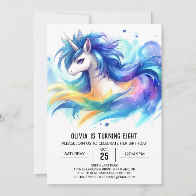 Rustic Digital Horse Birthday Invitation (Front)