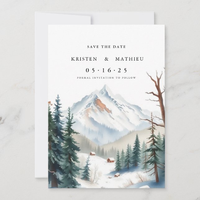 Rustic Digital Mountain Save The Date (Front)