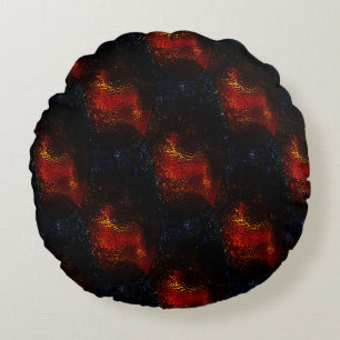 Rustic digitaly red texture with darkest curves round cushion