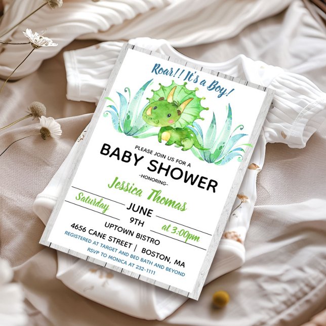 Rustic Dinosaur Boy Baby Shower Invitation (Creator Uploaded)