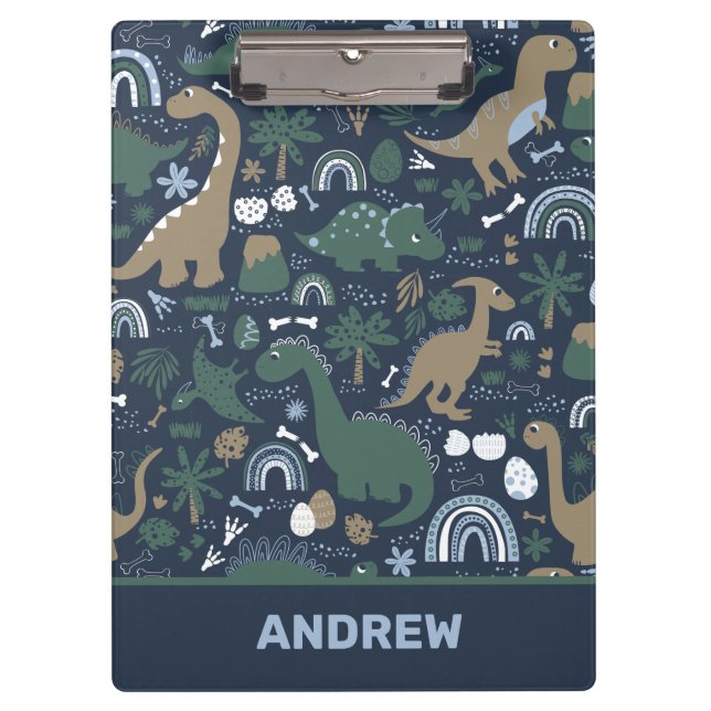 Rustic Dinosaur Forest Prehistoric Personalised Clipboard (Front)