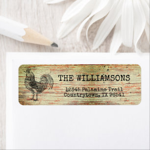 Rustic Distressed Antique Farm Rooster Return  Lab Address Label