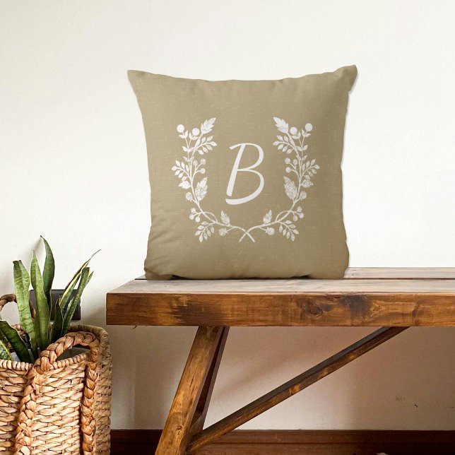 Rustic Distressed Beige And White Wreath Cushion (Creator Uploaded)