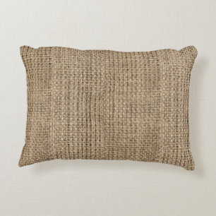 Rustic Distressed Burlap Decorative Cushion