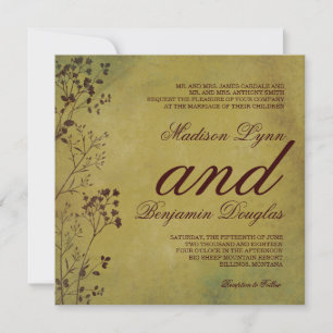 Rustic Distressed Foliage Wedding Invitations