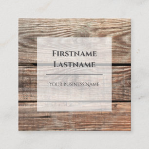 Rustic distressed grey wood interior design grunge square business card