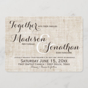 Rustic Distressed Linen Design Wedding Invitations