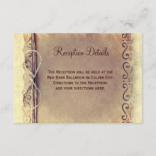 Rustic Distressed Vintage Wedding Reception Cards