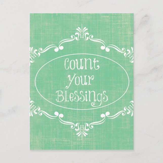 Rustic distressed with Count your Blessings Quote Postcard (Front)