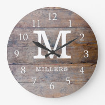 Rustic Distressed Wood Family Name Monogrammed