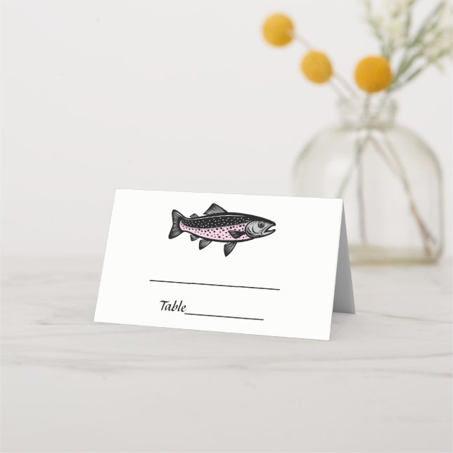 Rustic DIY Colours Trout Fish  Place Card (Front)