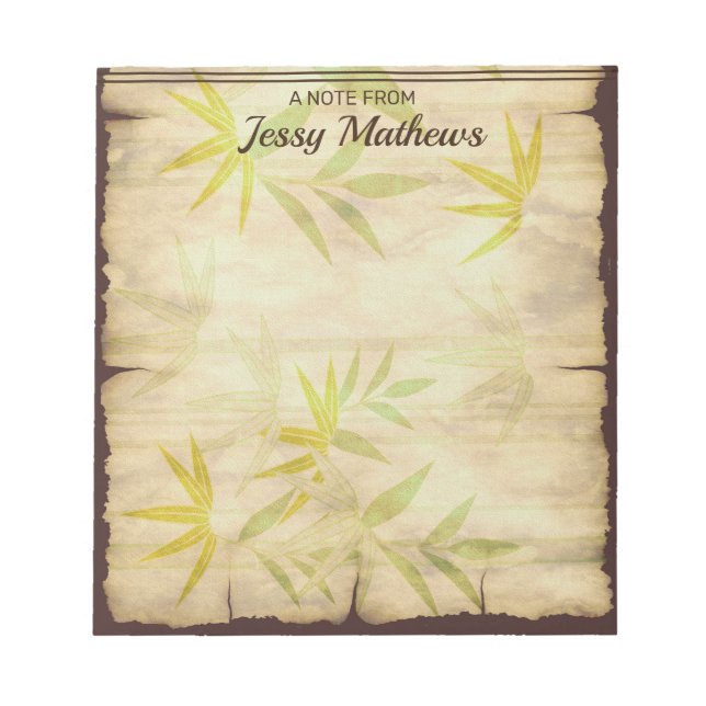 RUSTIC DIY VINTAGE PARCHMENT BOTANICAL TEMPLATE NOTEPAD (Front)