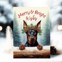 Rustic Doberman Pinscher Christmas Pet Portrait