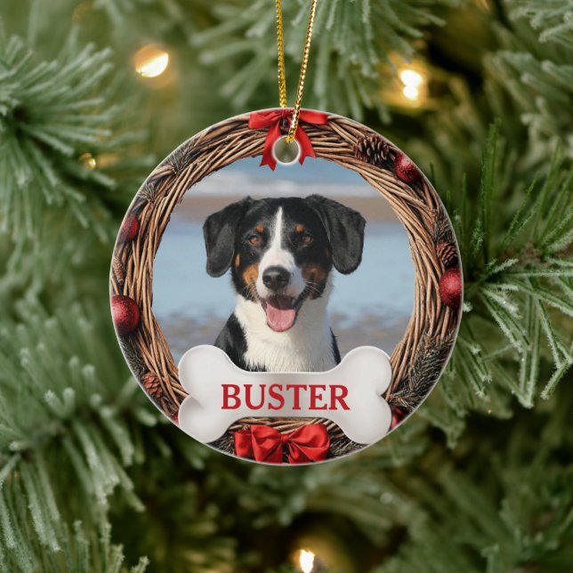 Rustic Dog Christmas Tree Ornament with Bone (Tree)