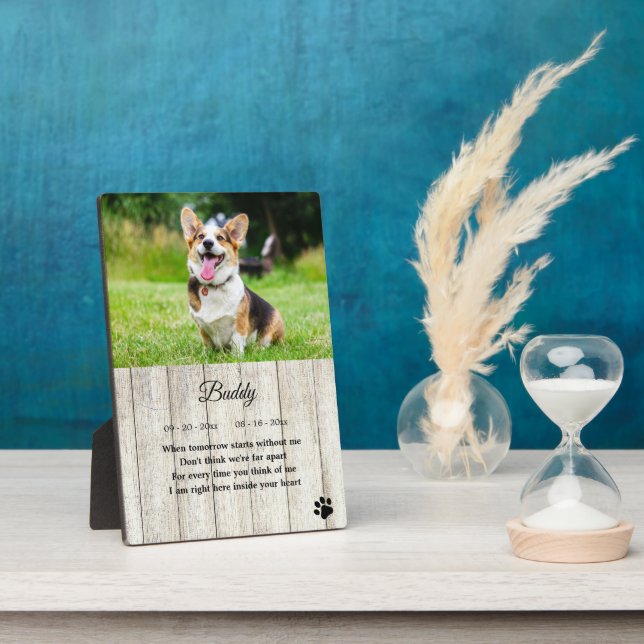 Rustic Dog Memorial Photo Quote Keepsake Plaque (Side)